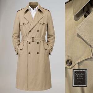 Christian Dior Belted Trench Coat 42R Khaki Tan Removable Wool Lining
